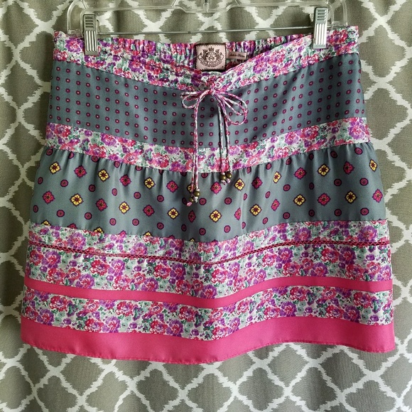 Juicy Couture Dresses & Skirts - Juicy Couture Sz S Floral Colorblock Silk Skirt